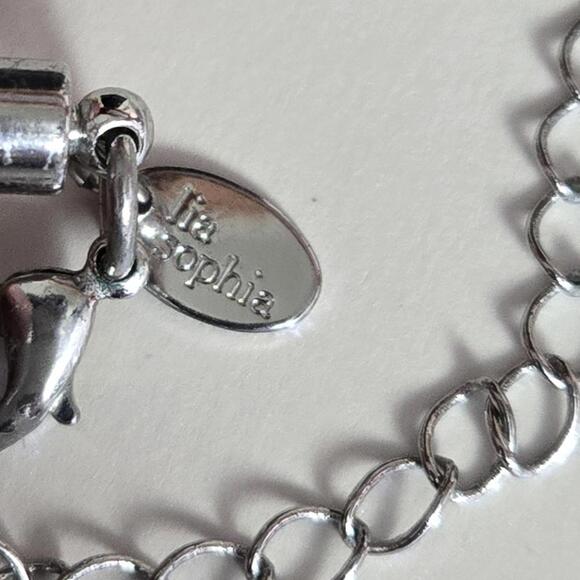 Lia Sophia Tiered Multi Strand Silver Tone Hammered Bar Necklace - Picture 4 of 4